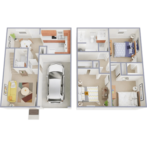 Floor plan for 3 beds, 1.5 baths, 1122 sqft